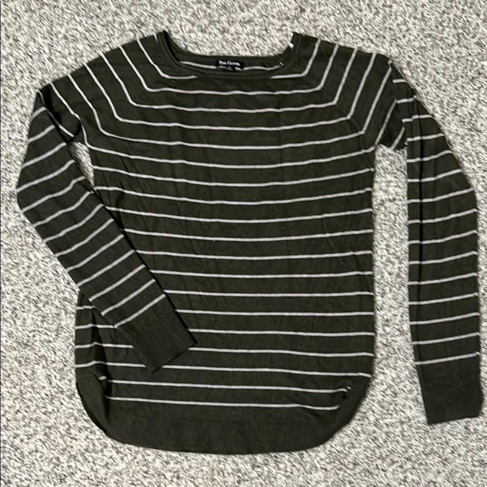 Pink Clover Forest Green Striped Pullover